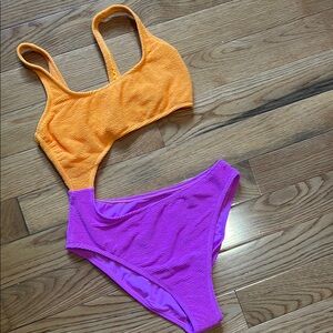 Wild Fable Orange and Purple One Piece Swimsuit